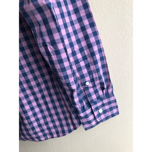 New J.Crew Flex Washed Slim Men Button Up Purple Blue Shirt Size Large - Picture 5 of 10